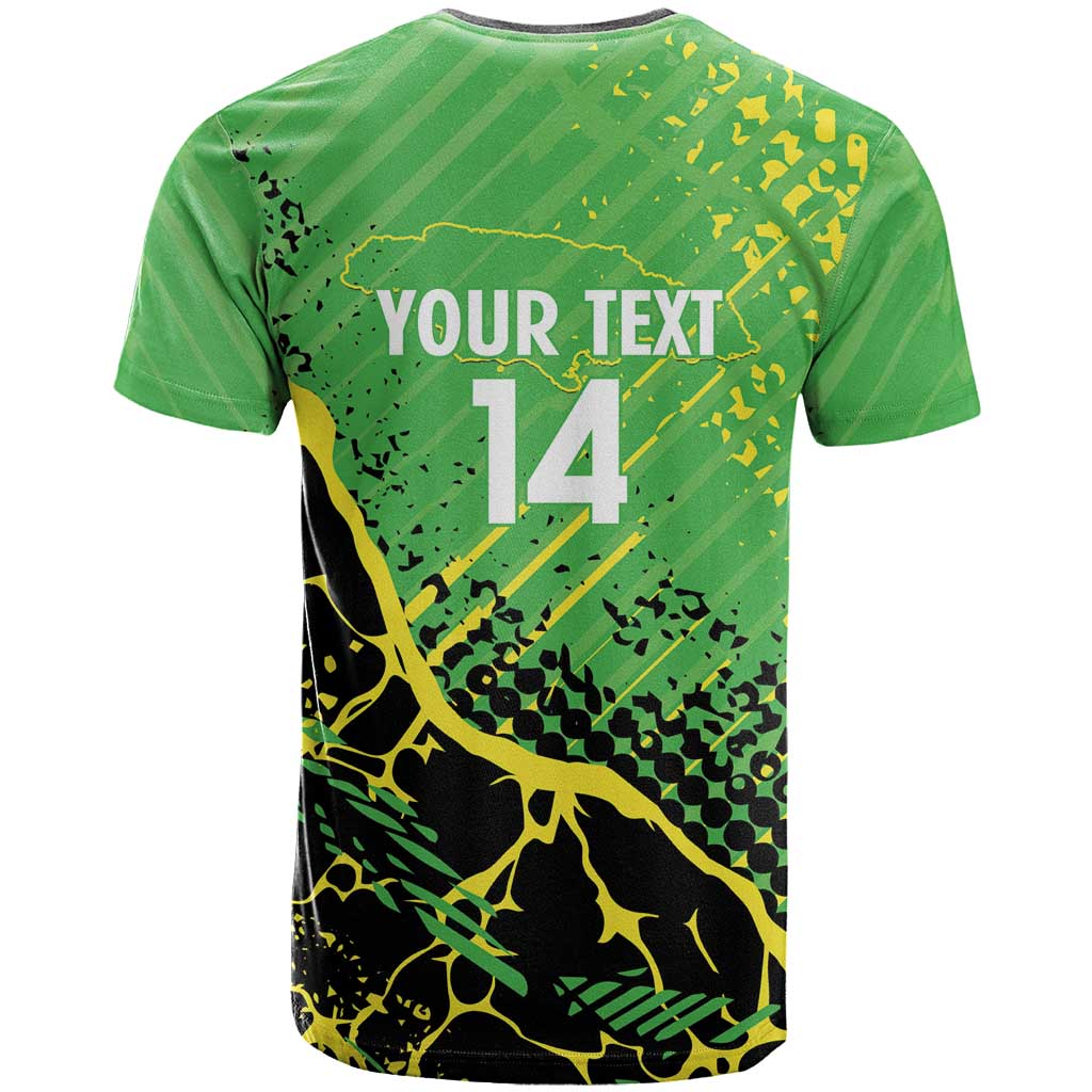 Custom Jamaica Football T-Shirt Come On Reggae Boyz Red-billed streamertail Graphic Tee