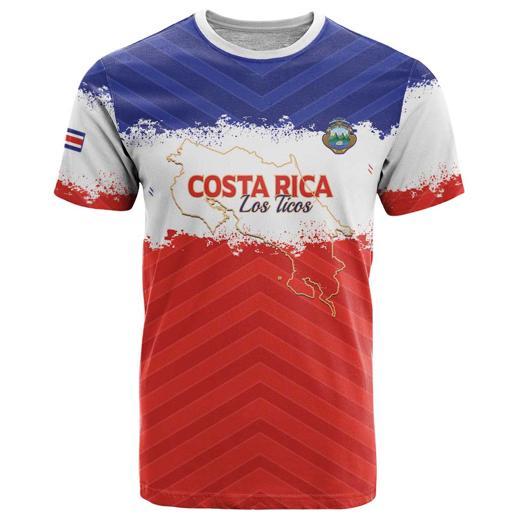Custom Costa Rica Football T-Shirt Map With Los Ticos Sporty Style Graphic Tee