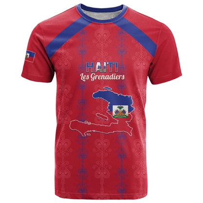 Custom Haiti Football T-Shirt Les Grenadiers Veve Vodou Red Graphic Tee