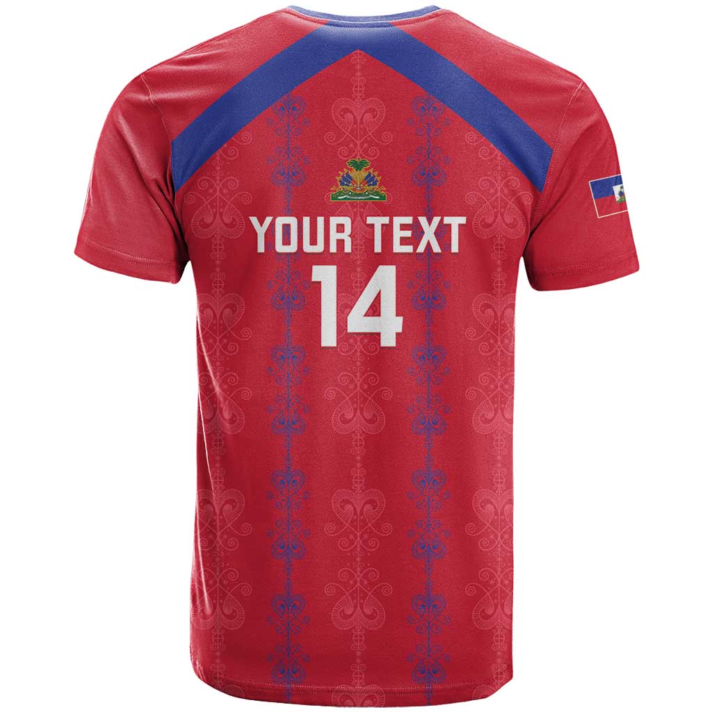Custom Haiti Football T-Shirt Les Grenadiers Veve Vodou Red Graphic Tee