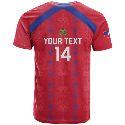 Custom Haiti Football T-Shirt Les Grenadiers Veve Vodou Red Graphic Tee