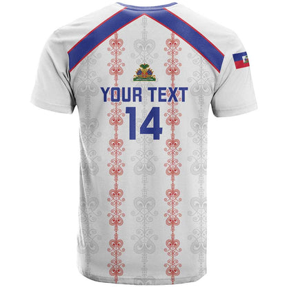Custom Haiti Football T-Shirt Les Grenadiers Veve Vodou White Graphic Tee