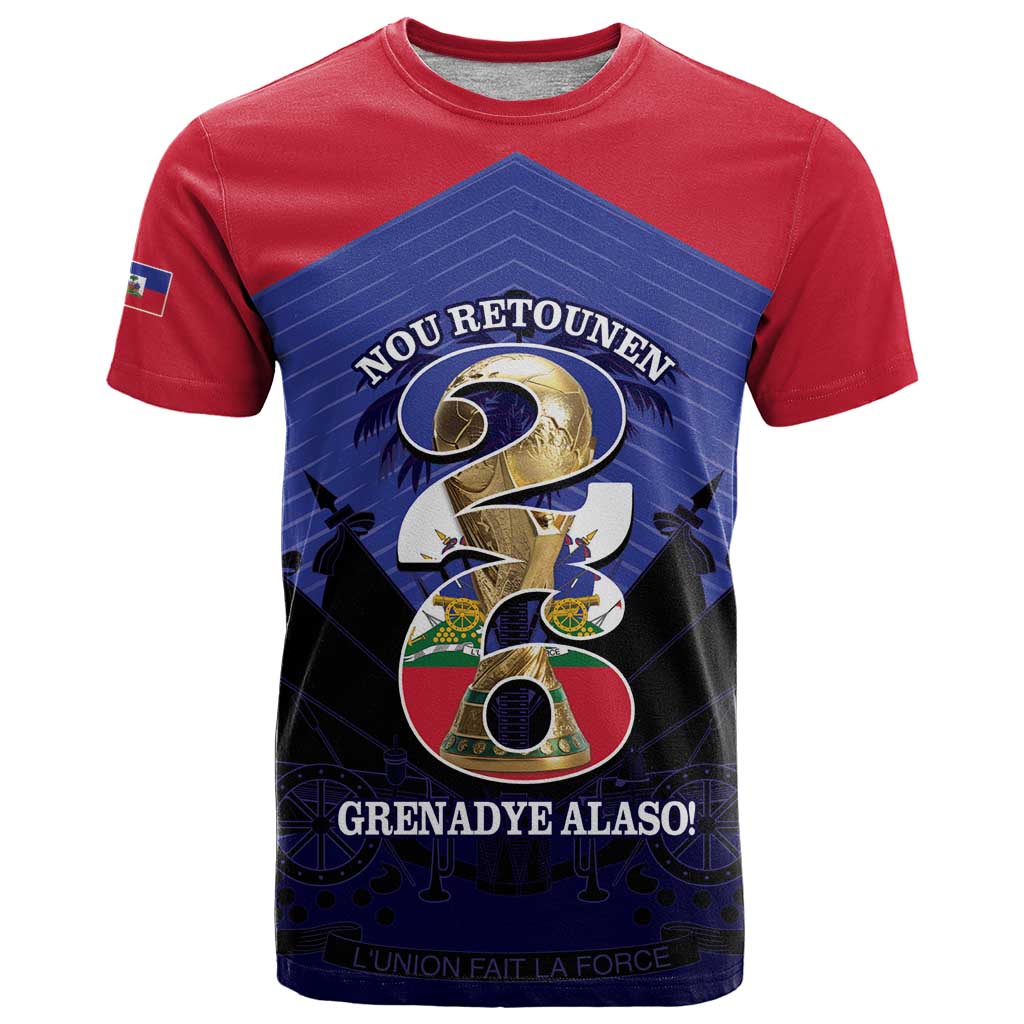 Personalized Les Grenadiers Haiti Football T-Shirt 2026 Nou Retounen Blue Version Graphic Tee