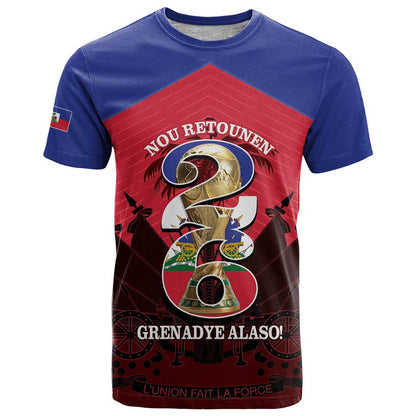 Personalized Les Grenadiers Haiti Football T-Shirt 2026 Nou Retounen Red Version Graphic Tee