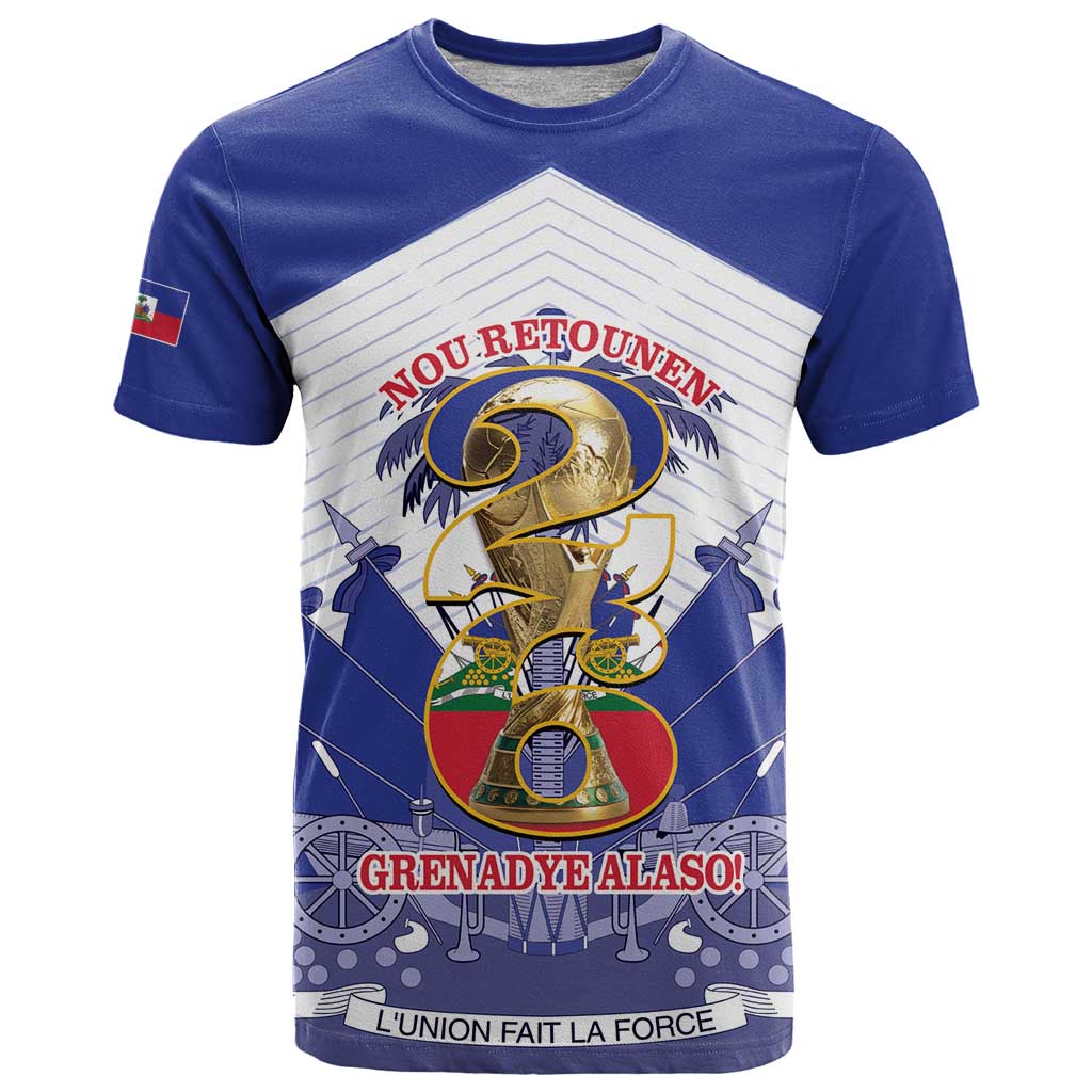 Personalized Les Grenadiers Haiti Football T-Shirt 2026 Nou Retounen White Version Graphic Tee