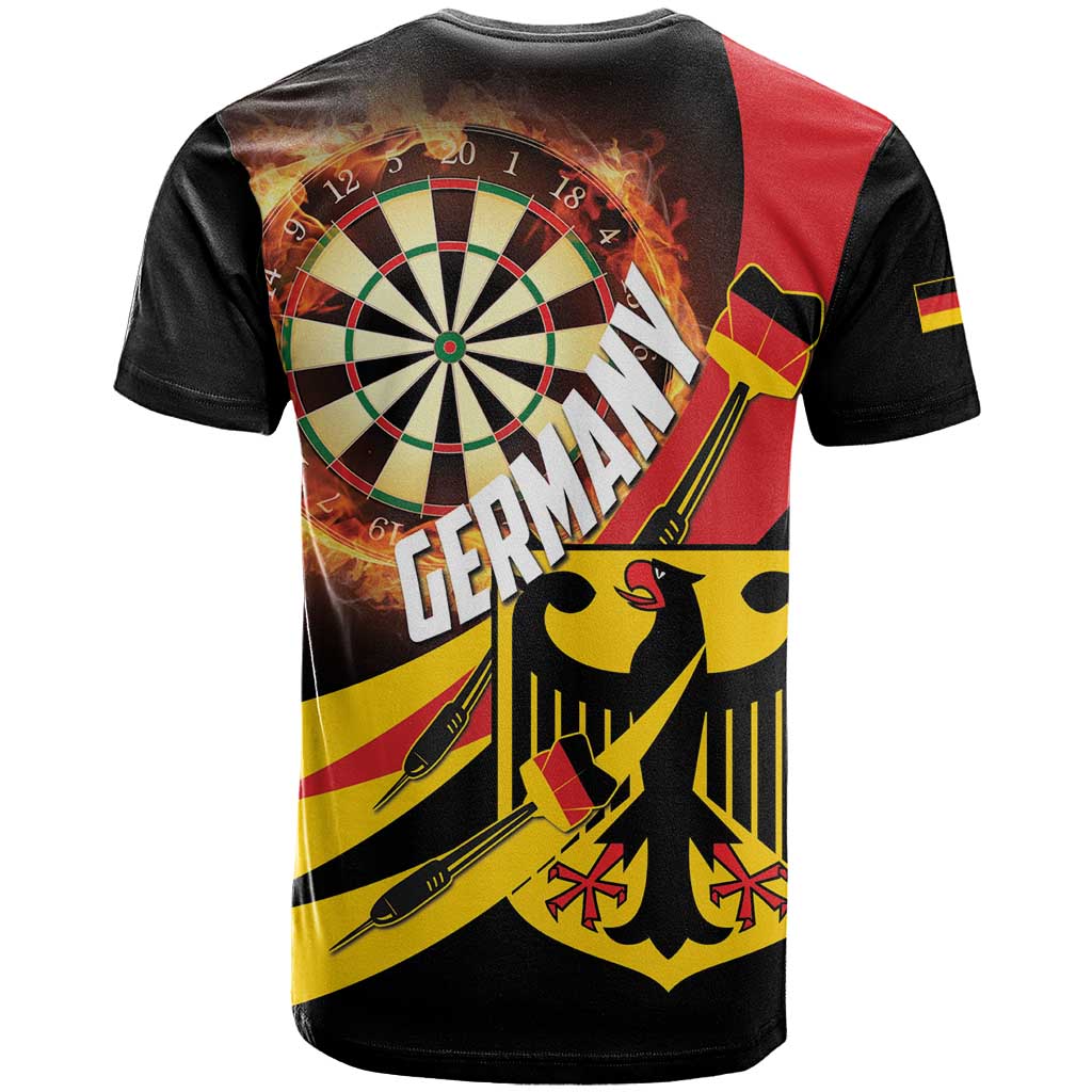 Germany Darts T-Shirt Flaming Dartboard Style Graphic Tee