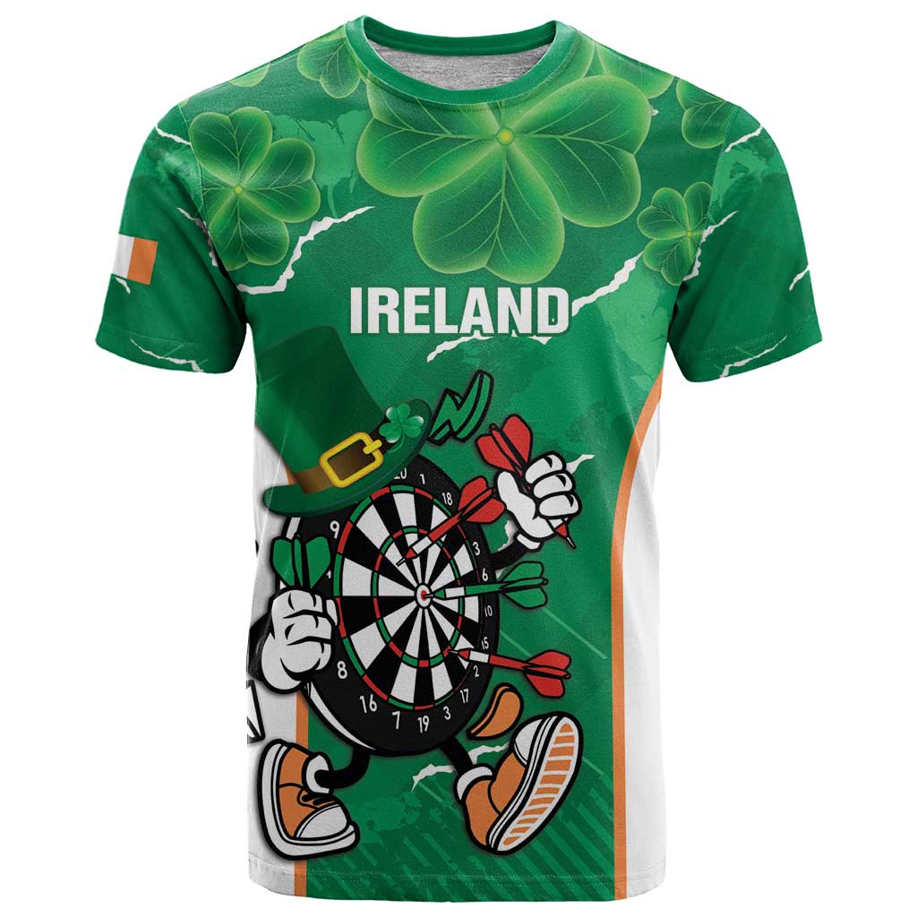 Personalised Ireland Darts T-Shirt Irish Dartboard Mascot Shamrock Pattern Graphic Tee