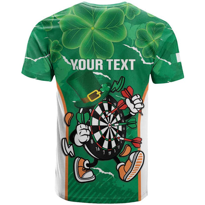 Personalised Ireland Darts T-Shirt Irish Dartboard Mascot Shamrock Pattern Graphic Tee