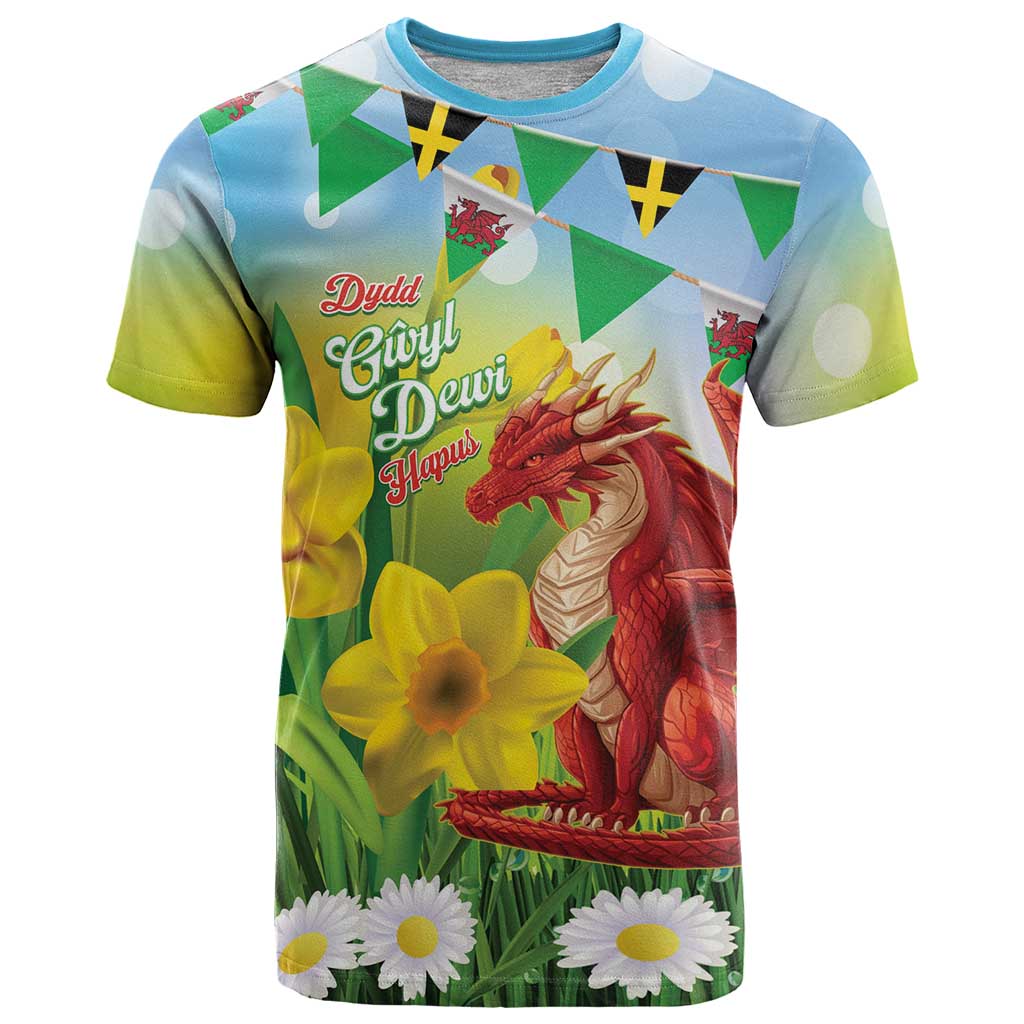 Wales Saint David's Day T-Shirt Dydd Gwyl Dewi Hapus Dragon Daffodil Graphic Tee