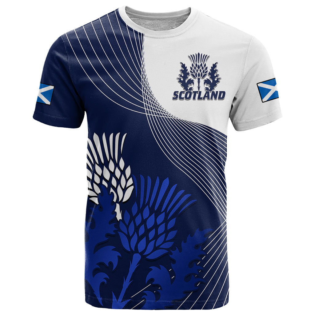 Custom Scotland Rugby T-Shirt Thistle Unique Go Scottish Blue Version Graphic Tee
