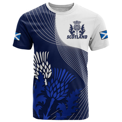 Custom Scotland Rugby T-Shirt Thistle Unique Go Scottish Blue Version Graphic Tee