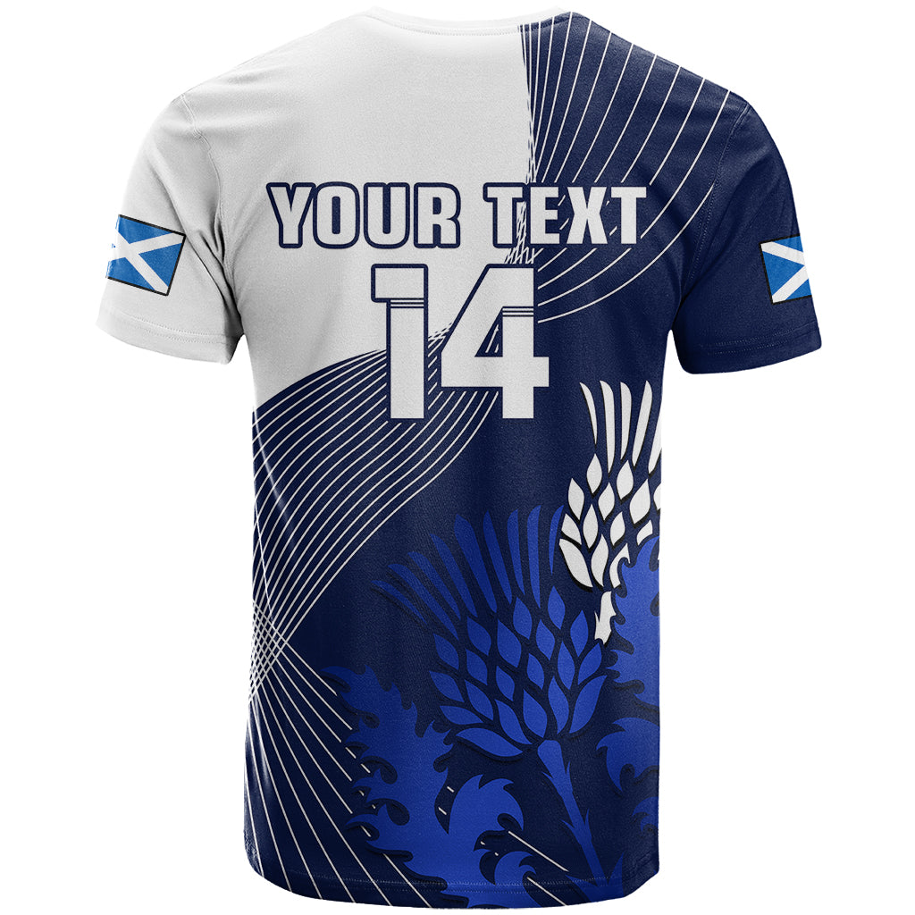 Custom Scotland Rugby T-Shirt Thistle Unique Go Scottish Blue Version Graphic Tee