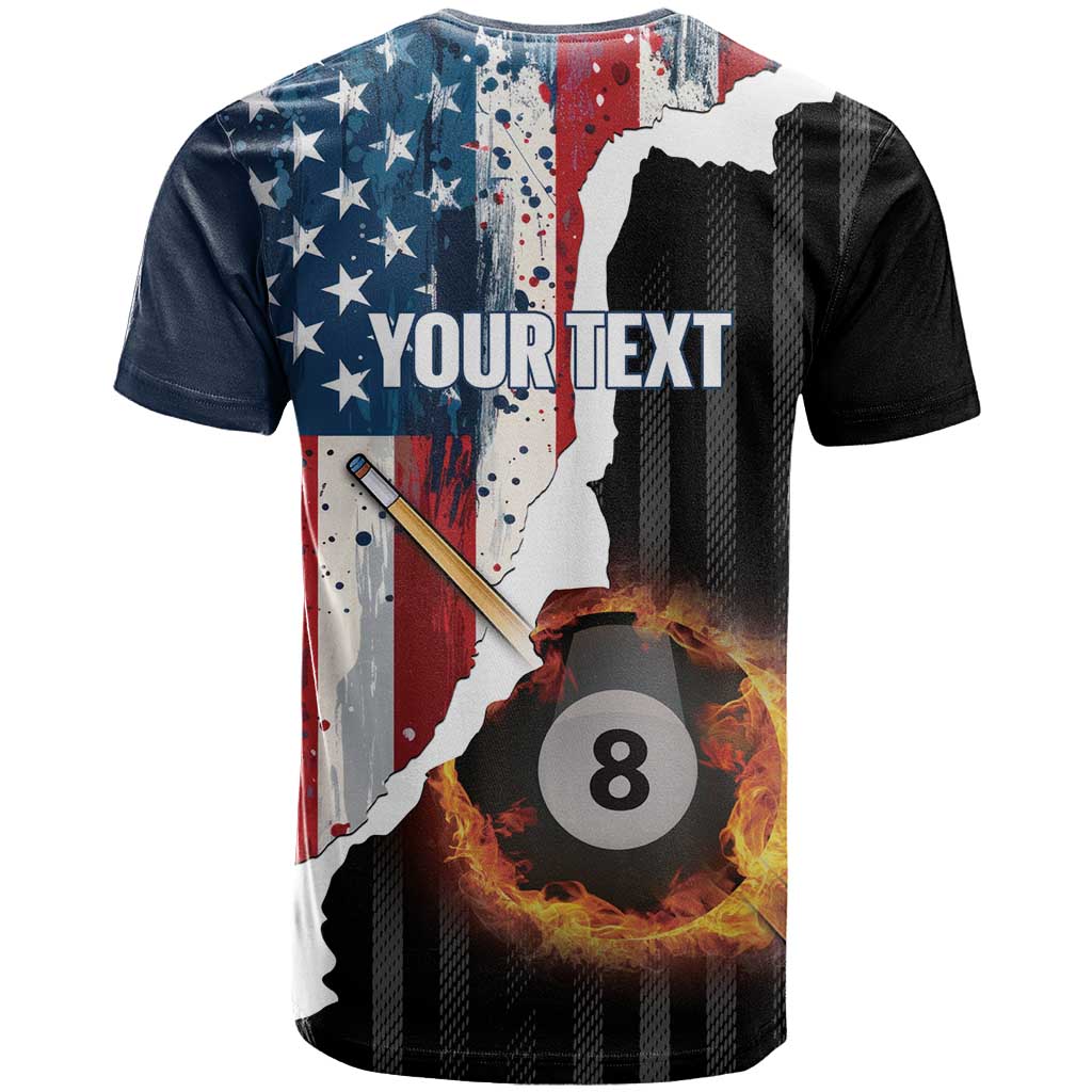 Personalized United States Billiards T-Shirt Eagle On Fire 8 Ball Graphic Tee