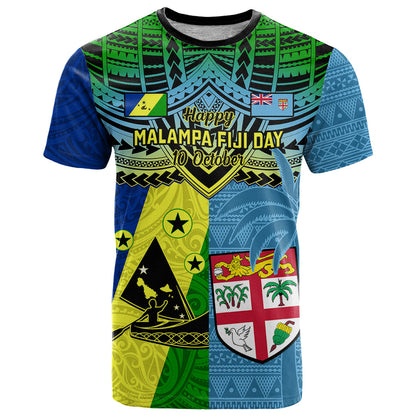 Custom Malampa Fiji Day T-Shirt Together We Grow Proud Polynesian Tapa Artsy Graphic Tee