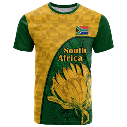 Custom South Africa T-Shirt King Protea With Kente Pattern Graphic Tee