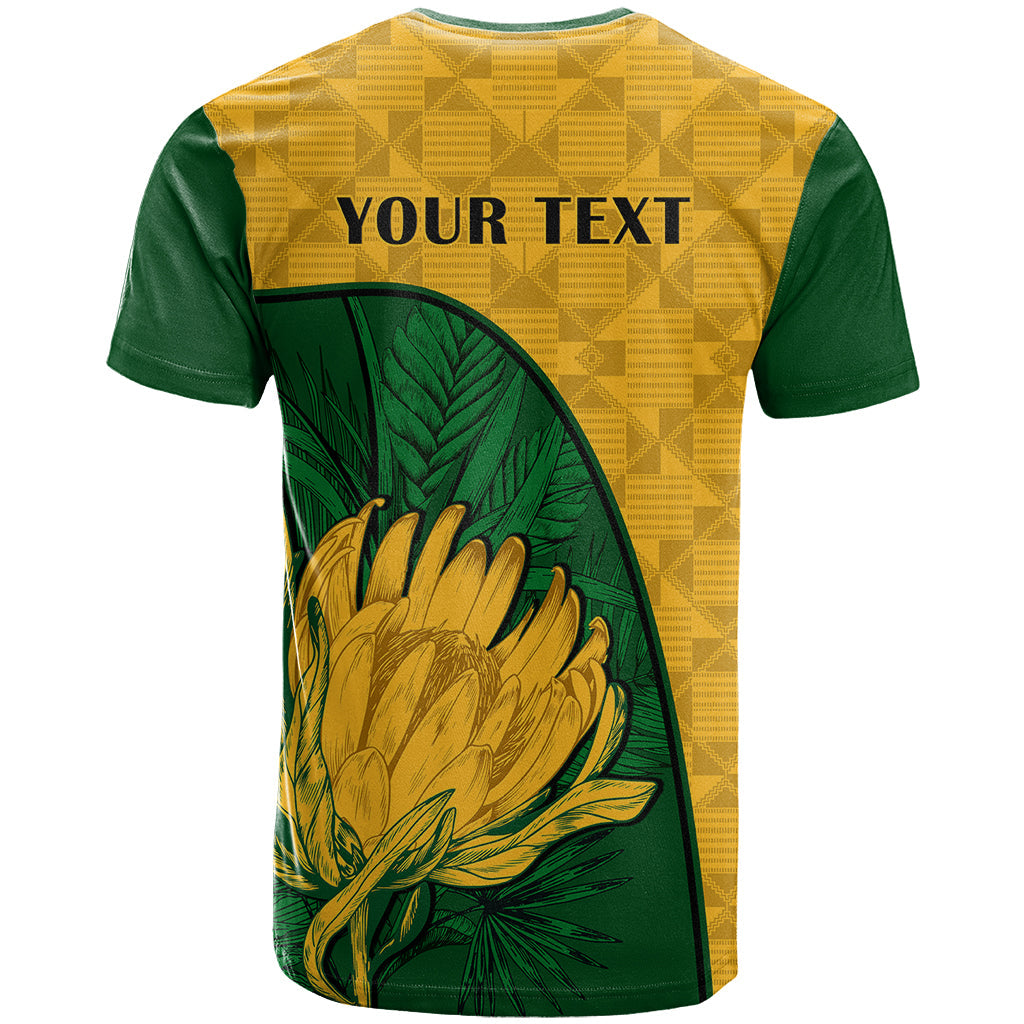 Custom South Africa T-Shirt King Protea With Kente Pattern Graphic Tee