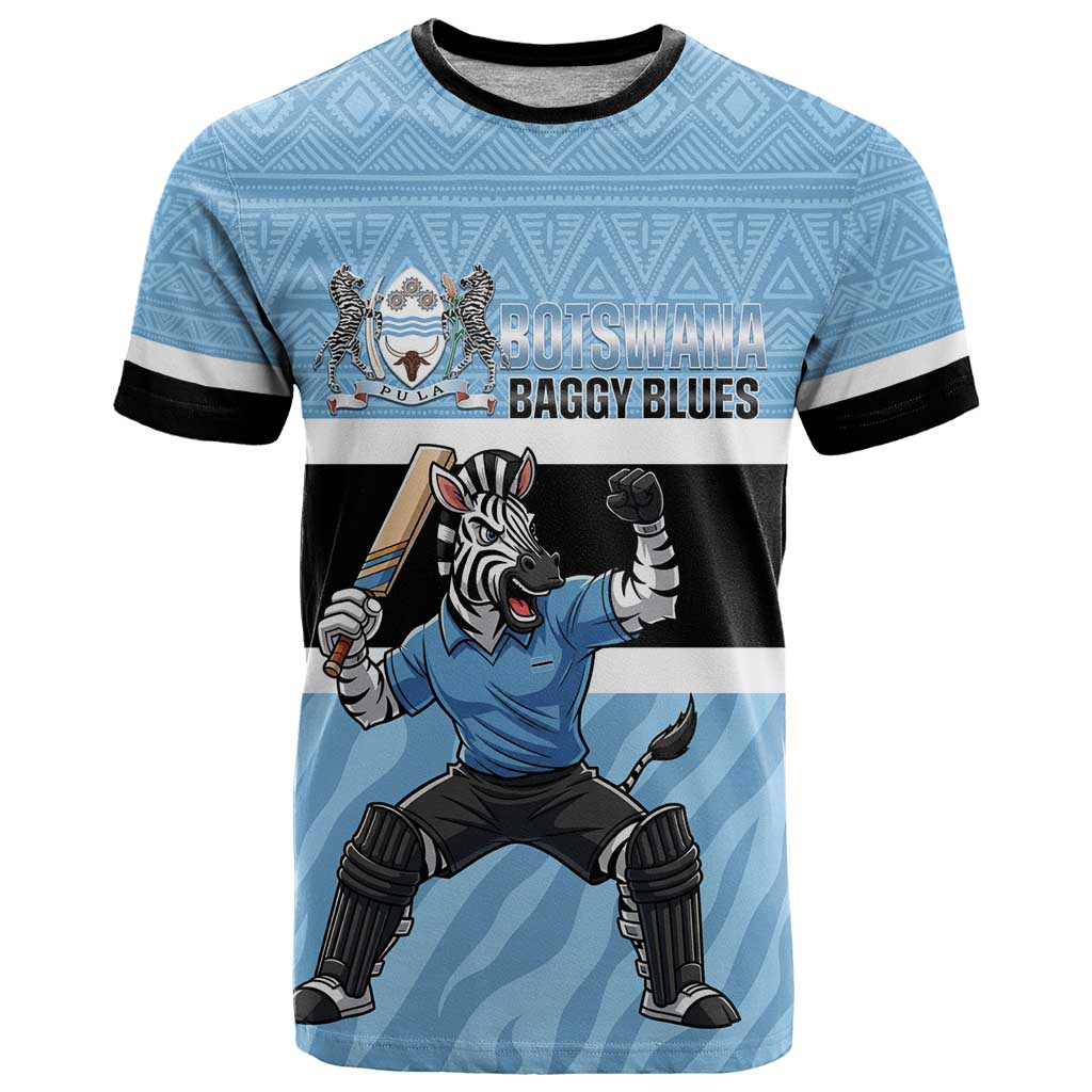 Custom Botswana Cricket T-Shirt Go Baggy Blues Zebra Mascot Graphic Tee