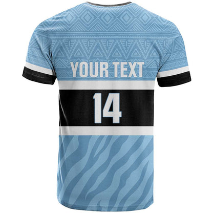 Custom Botswana Cricket T-Shirt Go Baggy Blues Zebra Mascot Graphic Tee