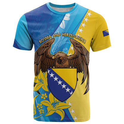 Personalised Bosnia and Herzegovina Independence Day T-Shirt Lilium Bosniacum With Eagle Curve Style Graphic Tee