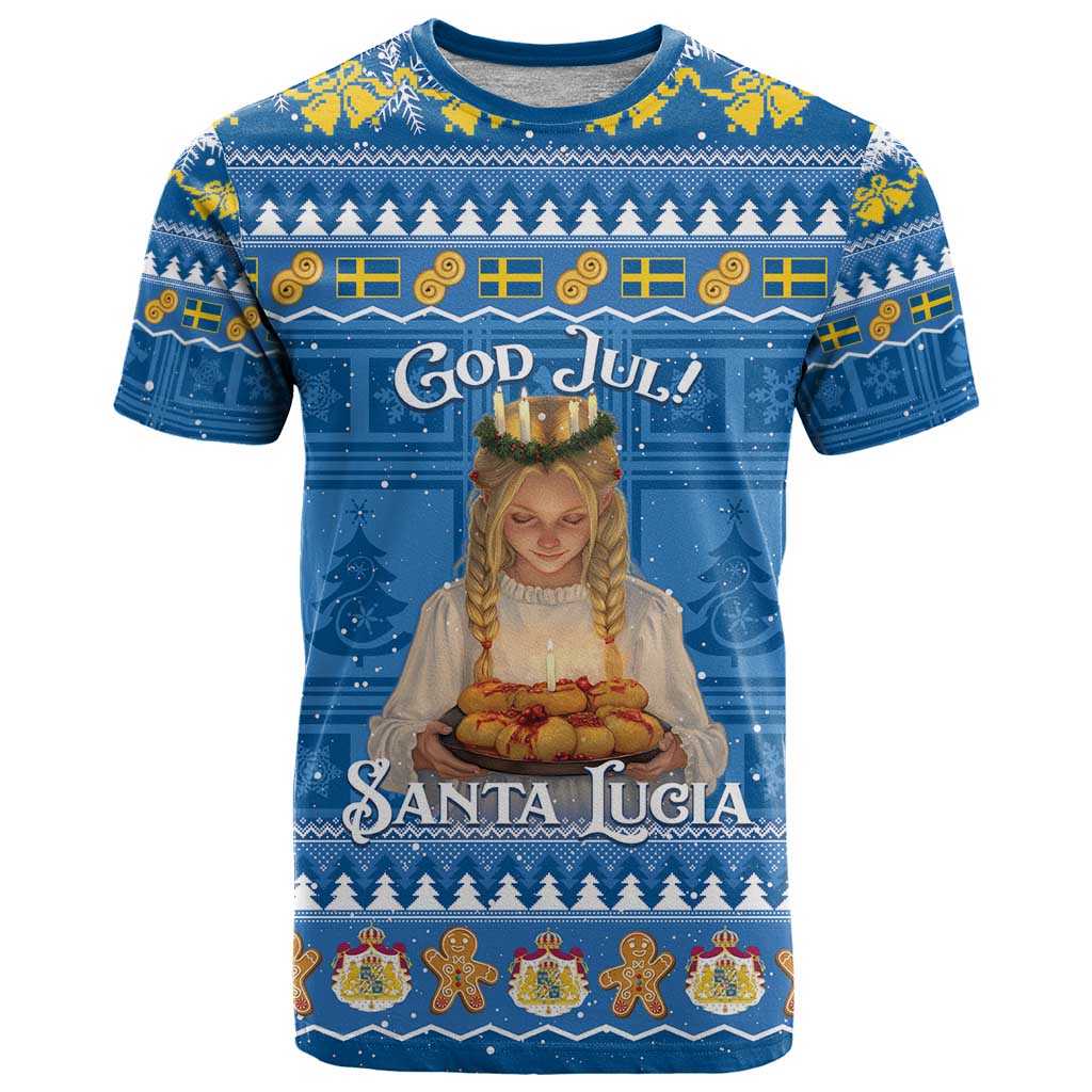 Sweden Christmas T-Shirt God Jul! Santa Lucia Graphic Tee
