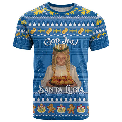Sweden Christmas T-Shirt God Jul! Santa Lucia Graphic Tee