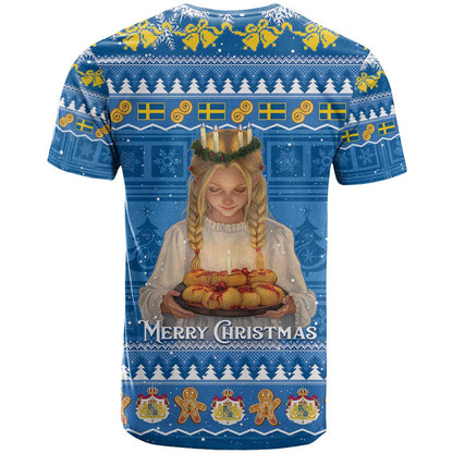 Sweden Christmas T-Shirt God Jul! Santa Lucia Graphic Tee