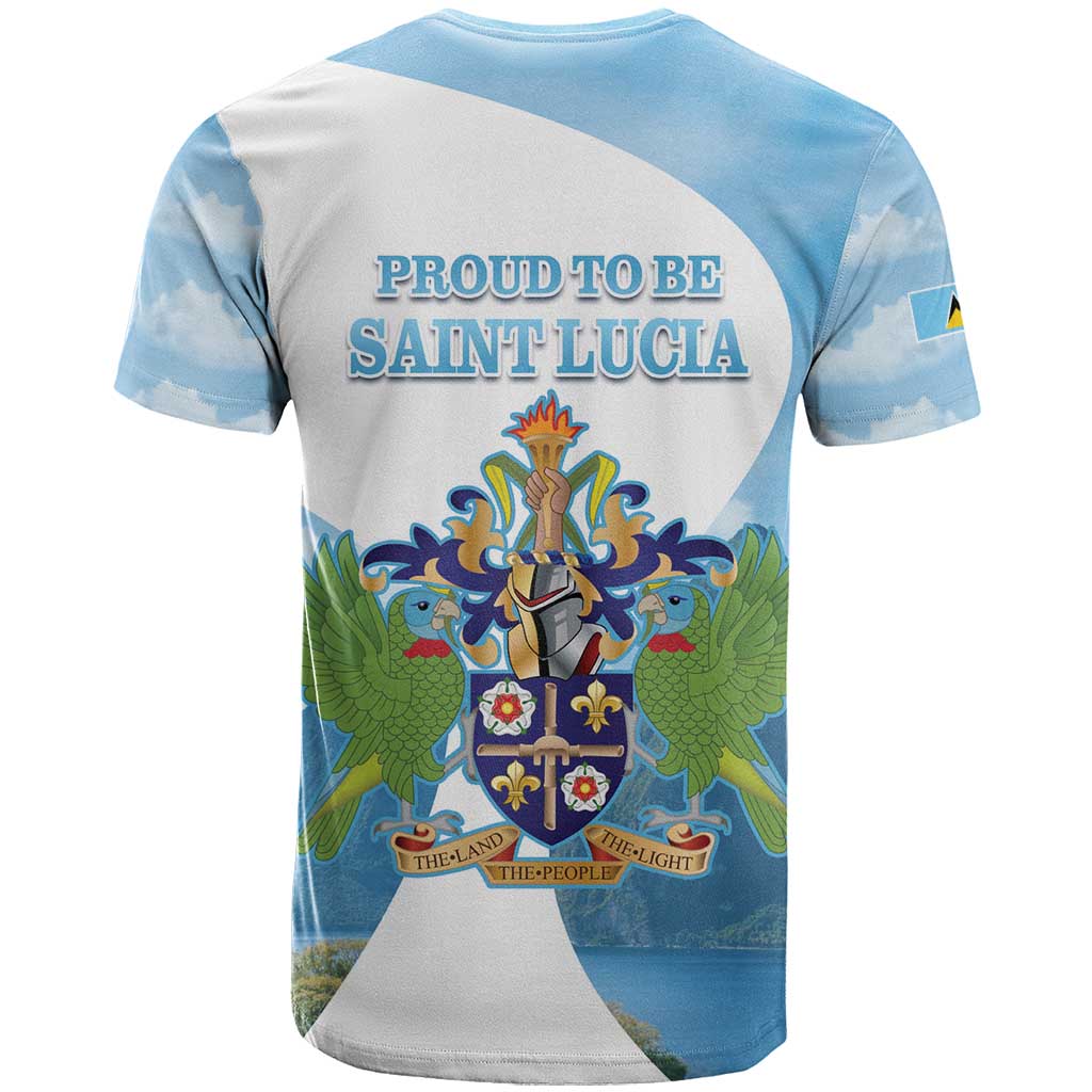 Proud To Be Saint Lucia 758 T-Shirt Pitons With Map Graphic Tee