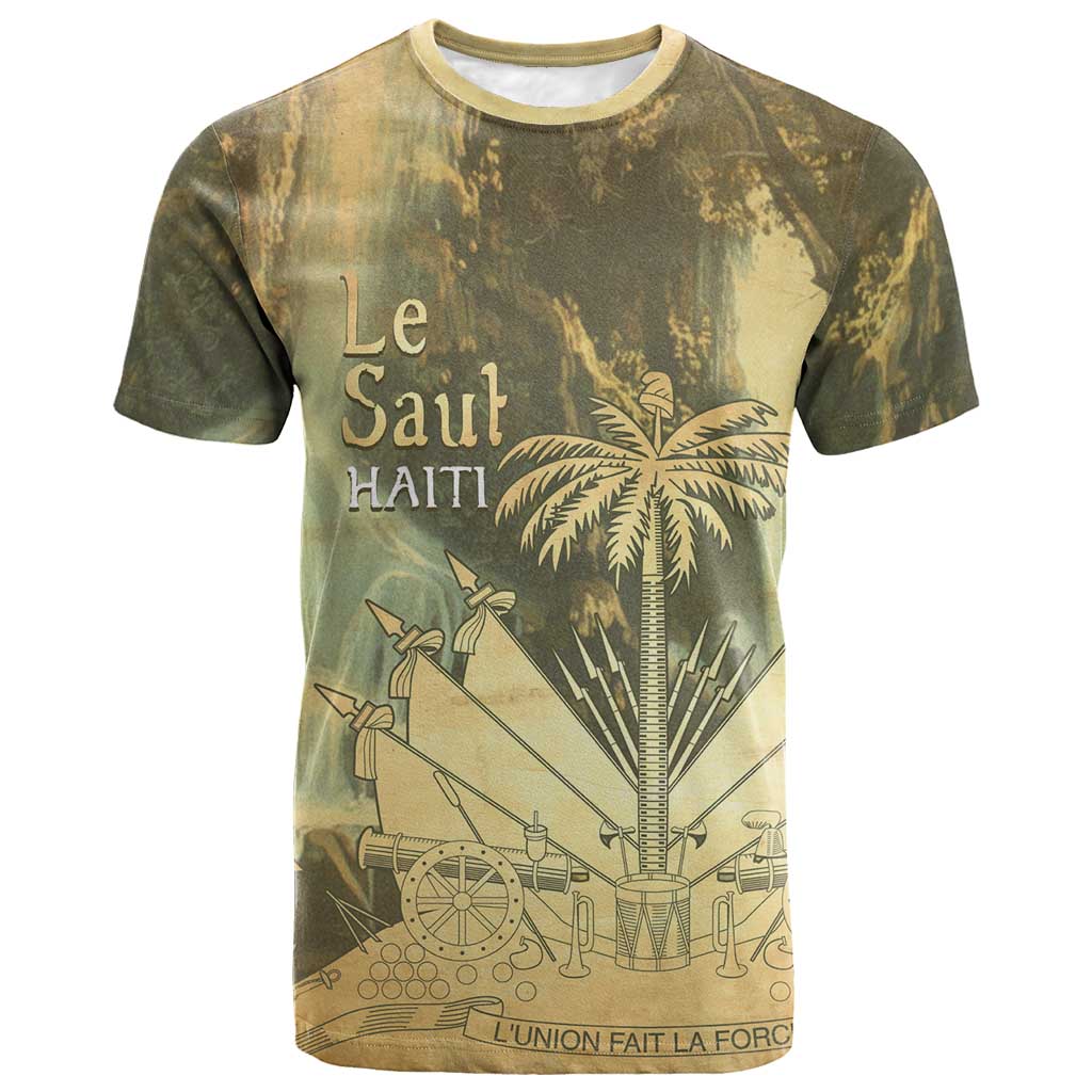 Personalized Afro Haiti Le Saut T-Shirt Ayiti Waterfall Vintage Grunge Style Graphic Tee