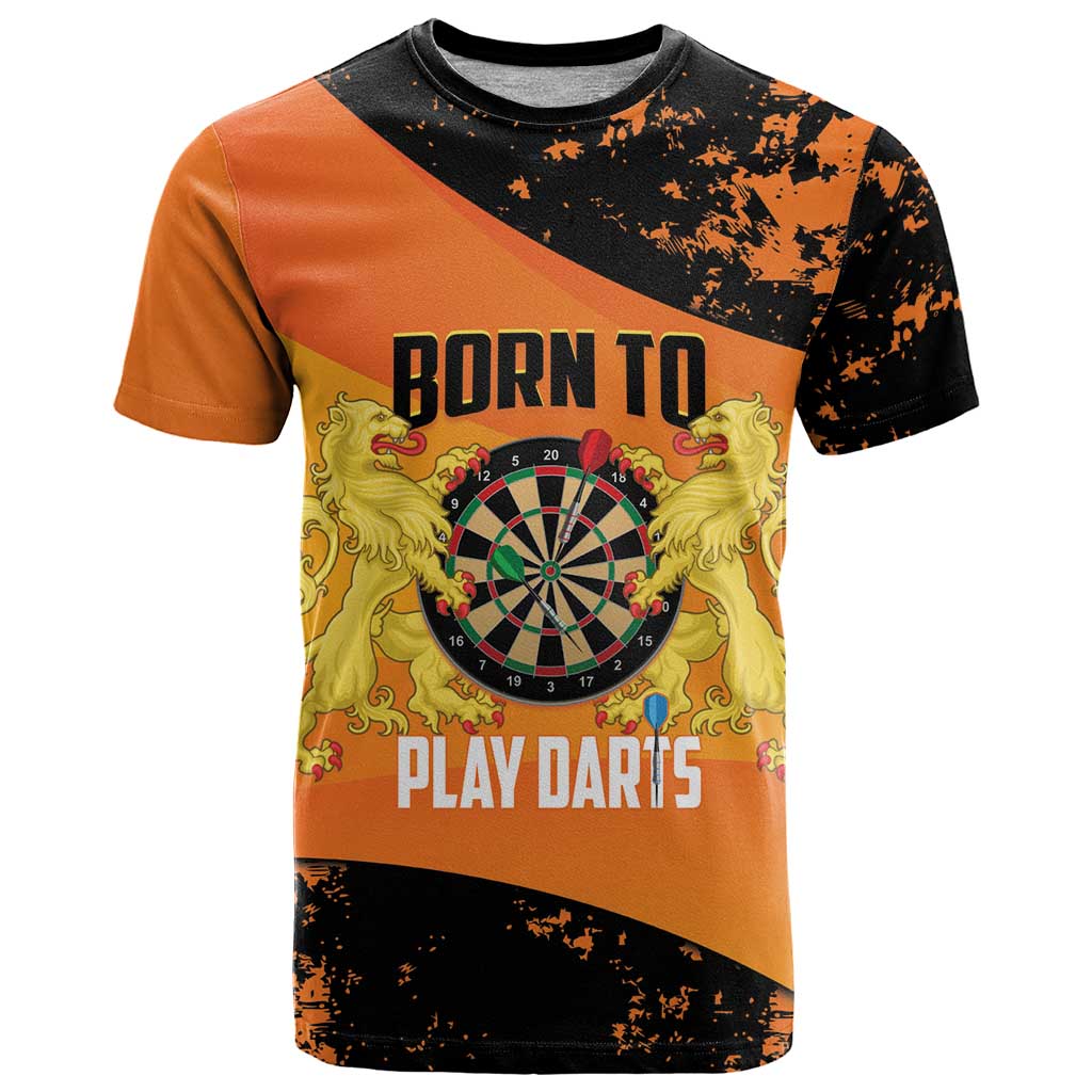 Personalised Netherlands Darts T-Shirt Born To Play Darts Grunge Style Graphic Tee