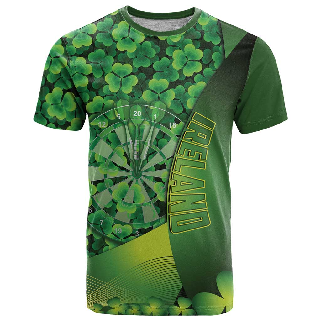 Personalised Ireland Darts T-Shirt Dartboard Irish Shamrock Pattern Graphic Tee