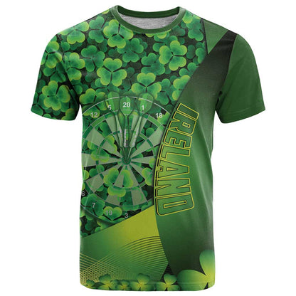 Personalised Ireland Darts T-Shirt Dartboard Irish Shamrock Pattern Graphic Tee