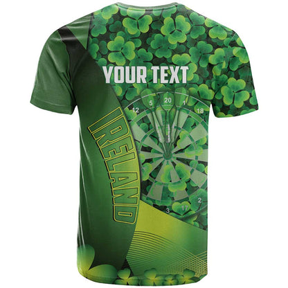 Personalised Ireland Darts T-Shirt Dartboard Irish Shamrock Pattern Graphic Tee