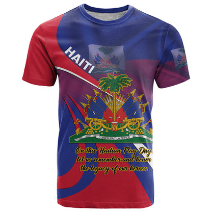 Personalised Haiti Flag Day T-Shirt Lest Us Remember Our Heroes Graphic Tee