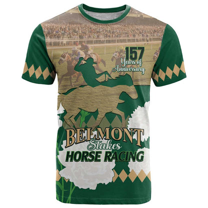 Personalized Belmont Horse Racing T-Shirt 157th Anniversary Run For The Carnations Graphic Tee