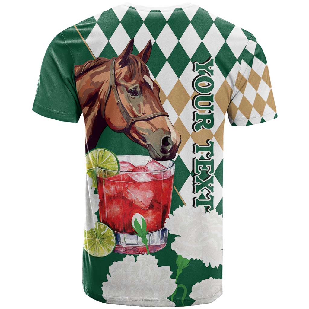 Personalized Belmont Horse Racing T-Shirt Jewel Cocktail With White Carnations Graphic Tee