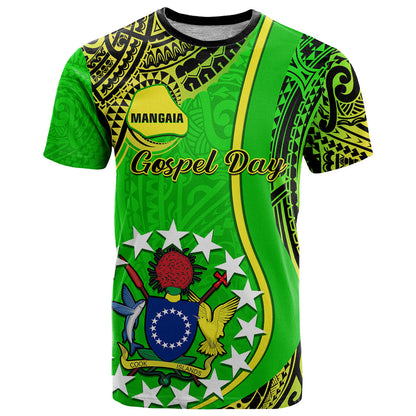 Personalised Cook Islands T-Shirt Mangaia Gospel Day Green Version Graphic Tee