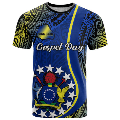 Polynesian Pride Cook Islands T-Shirt Mangaia Gospel Day Blue Version Graphic Tee