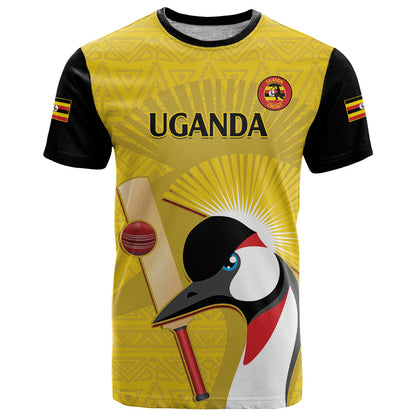 Custom Uganda Cricket T-Shirt Ugandan Grey Crowned Crane Graphic Tee