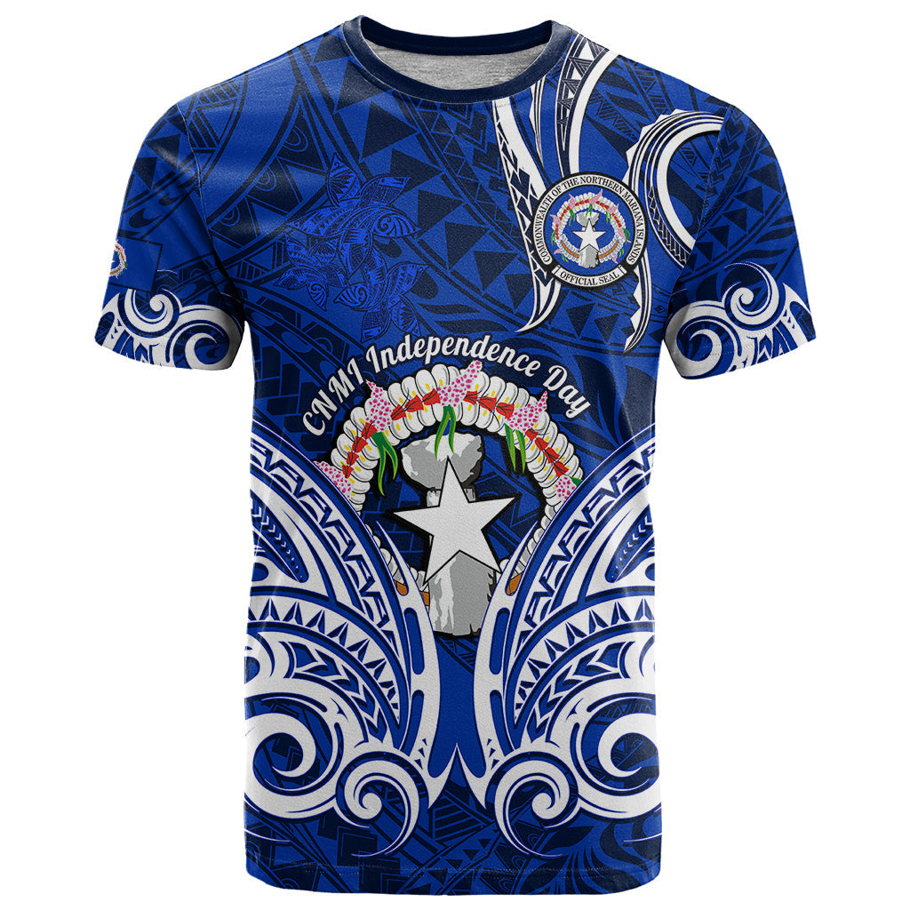 Personalised Independence Day CNMI T-Shirt Northern Mariana Islands Tribal Tattoo Pattern Graphic Tee