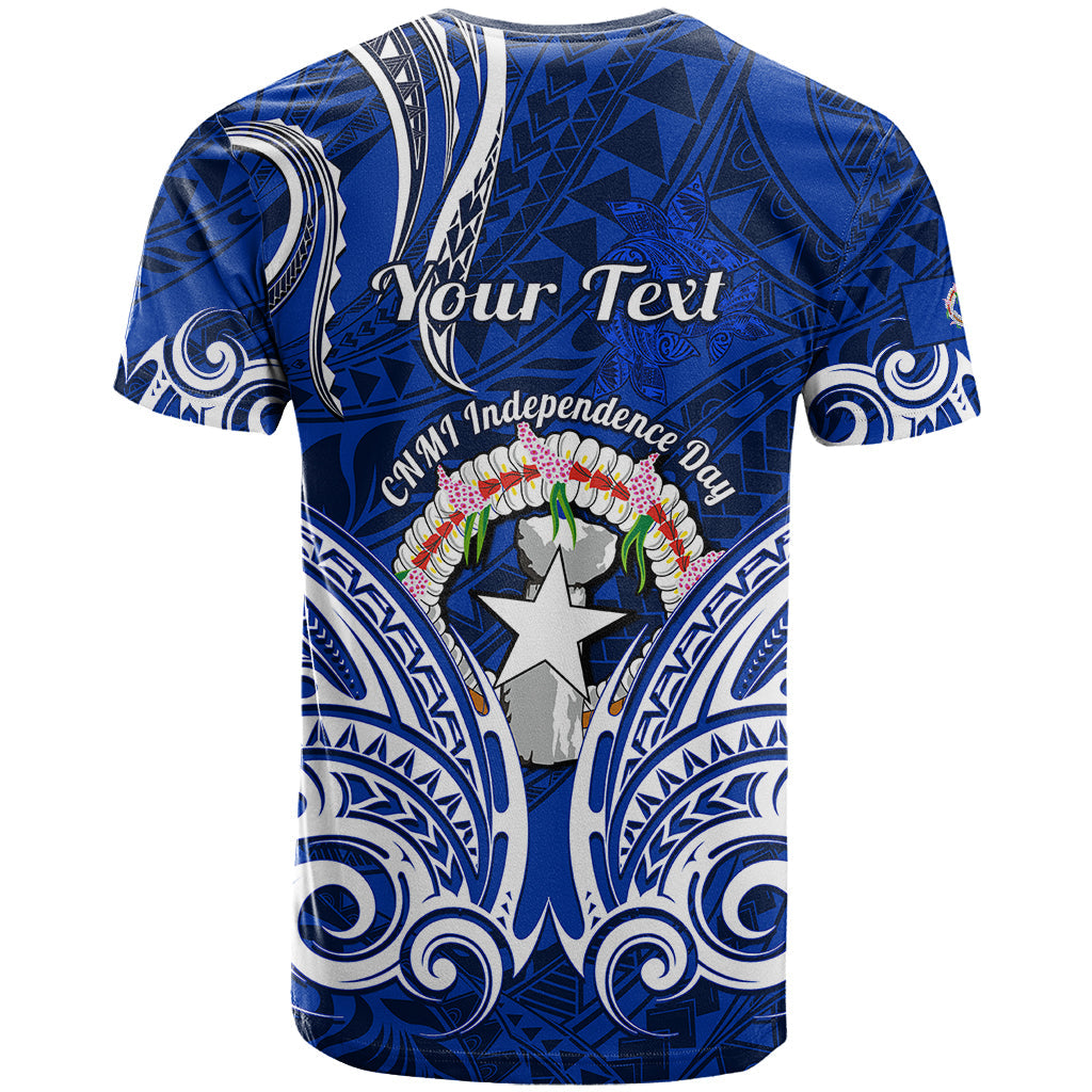 Personalised Independence Day CNMI T-Shirt Northern Mariana Islands Tribal Tattoo Pattern Graphic Tee