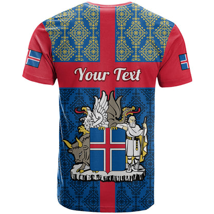 Personalised 17 June Iceland National Day T-Shirt Icelandic Folk Pattern Graphic Tee