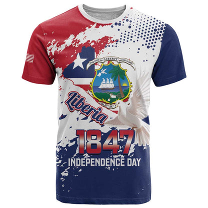 Liberia 1847 Independence Day T-Shirt Coat Of Arms Grunge Style Graphic Tee