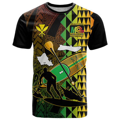 Paddle Board Hawaii T-Shirt Molokai 2 Oahu World Championships Kakau Pattern Graphic Tee