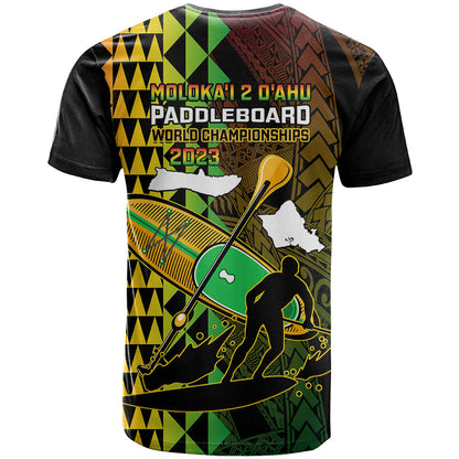 Paddle Board Hawaii T-Shirt Molokai 2 Oahu World Championships Kakau Pattern Graphic Tee
