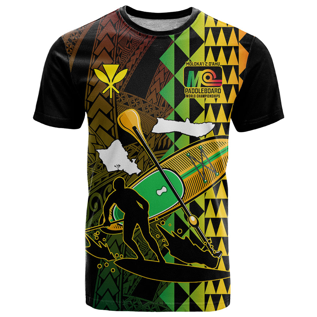 Personalised Paddle Board Hawaii T-Shirt Molokai 2 Oahu World Championships Kakau Pattern Graphic Tee