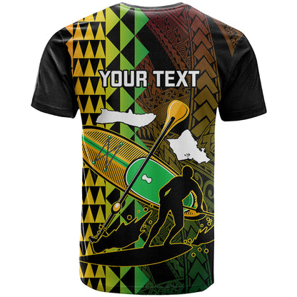 Personalised Paddle Board Hawaii T-Shirt Molokai 2 Oahu World Championships Kakau Pattern Graphic Tee