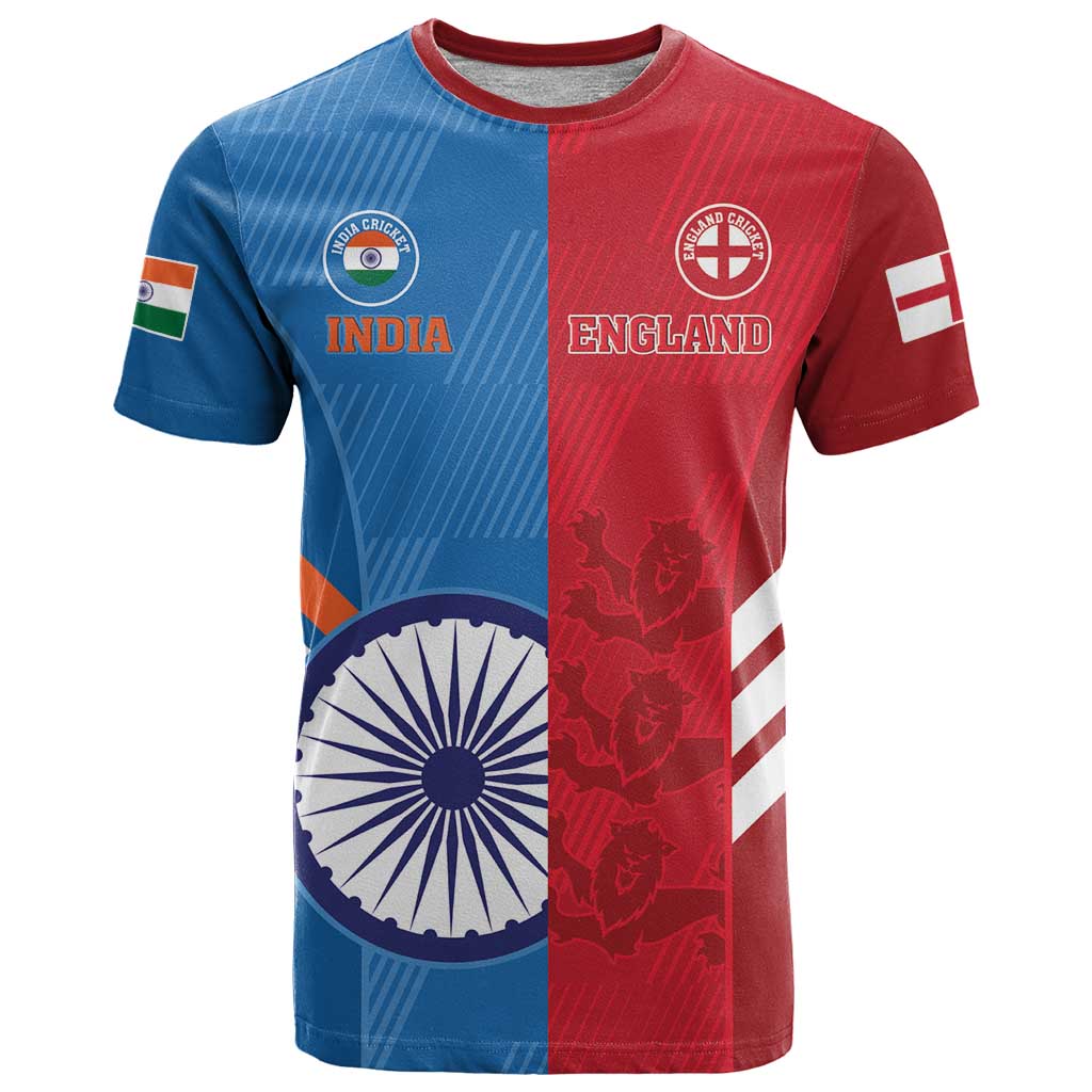 Custom India And England Cricket T-Shirt 2024 Together Dynamic Version Graphic Tee