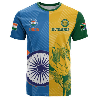Custom India And South Africa Cricket T-Shirt 2024 Together Dynamic Version Graphic Tee