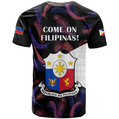 Philippines Football T-Shirt World Cup Go Filipinas Feather Black Version Graphic Tee