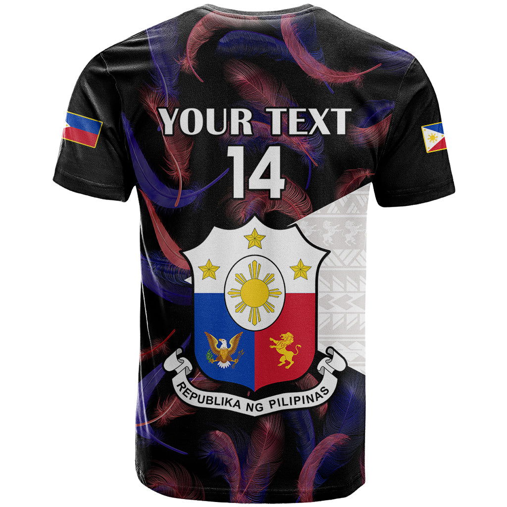 Custom Philippines Football T-Shirt World Cup Go Filipinas Feather Black Version Graphic Tee